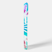 Digitaal Blauw Turquoise Roze Tie Dye iPhone Case (Achterkant / Rechts)