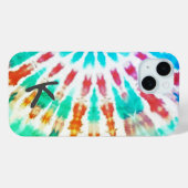 Digitaal Blauw Turquoise Roze Tie Dye iPhone Case (Achterkant (horizontaal))