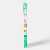 Digitaal Blauw Turquoise Roze Tie Dye iPhone Case (Achterkant / Links)