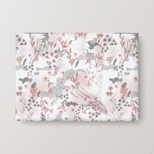 Digitaal bloemenpatroon op pasteltonen button (Voorkant)