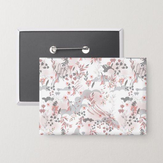 Digitaal bloemenpatroon op pasteltonen button (Voorkant / Achterkant)