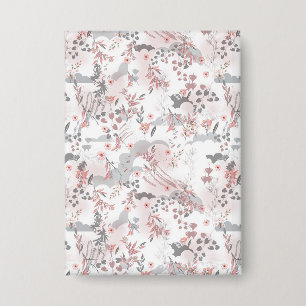 Digitaal bloemenpatroon op pasteltonen button