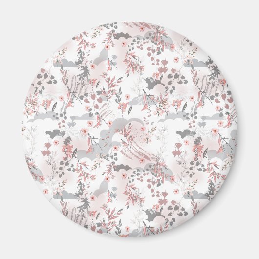 Digitaal bloemenpatroon op pasteltonen magneet (Voorkant)