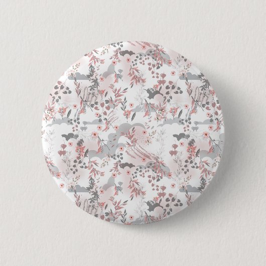 Digitaal bloemenpatroon op pasteltonen ronde button 5,7 cm (Voorkant)