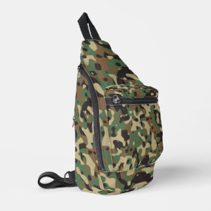 Digitaal bos militair camouflagepatroon sling bag