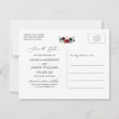 (Digitaal Briefkaart) Burgundy Blush Floral Weddin Save The Date (Achterkant)