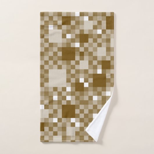Digitaal bruin Pixelated Little Squares Bad Handdoek (Handdoek)