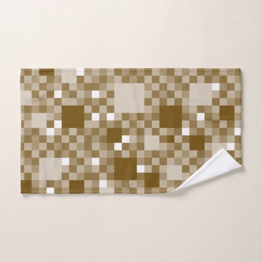 Digitaal bruin Pixelated Little Squares Bad Handdoek (Handdoek)