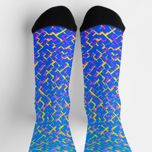 Digitaal Camo Blue Yellow roze patroon Sokken (Top)