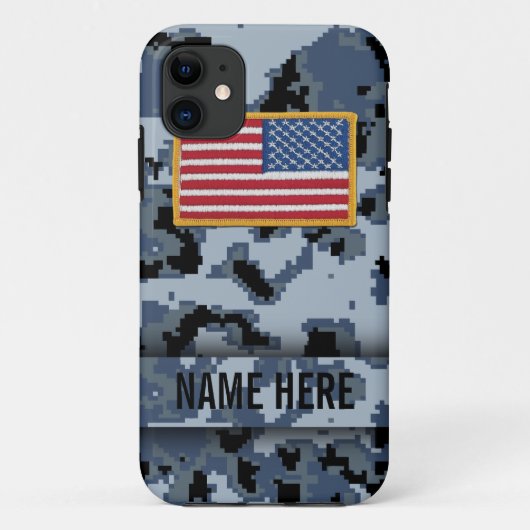 Digitaal Camouflage-Hoesje in Navy Style Case-Mate iPhone Case (Achterkant)