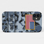Digitaal Camouflage-Hoesje in Navy Style Case-Mate iPhone Case (Achterkant (horizontaal))