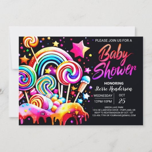 Digitaal Candyland Baby shower Kaart (Voorkant)