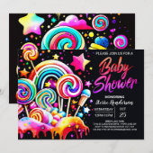 Digitaal Candyland Baby shower Kaart (Voorkant / Achterkant)