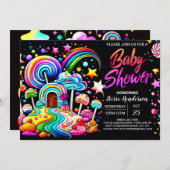 Digitaal Candyland Baby shower Kaart (Voorkant / Achterkant)