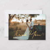 Digitaal dank u goud handschrift trouwfoto kaart (Voorkant)