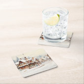  digitaal dorpje op een kerstdag. kartonnen onderzetters (Insitu)