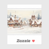 digitaal dorpje op een kerstdag. sticker (Vel)