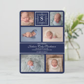 Digitaal downloadbaar babyjongetje marinemonogram aankondiging (Staand voorkant)