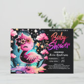 Digitaal Elegant Flamingo Baby shower Kaart (Staand voorkant)