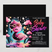 Digitaal Elegant Flamingo Baby shower Kaart (Voorkant / Achterkant)