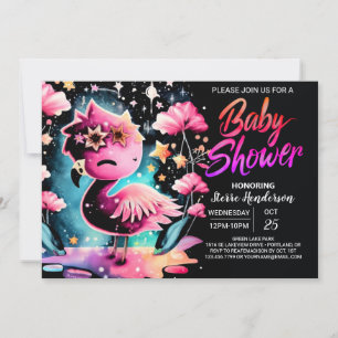 Digitaal Elegant Flamingo Baby shower Kaart