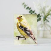 Digitaal gekleurde goudvink bij de veevoer briefkaart (Staand voorkant)