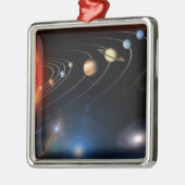 Digitaal geproduceerd afbeelding van ons zonnestel metalen ornament (Links)