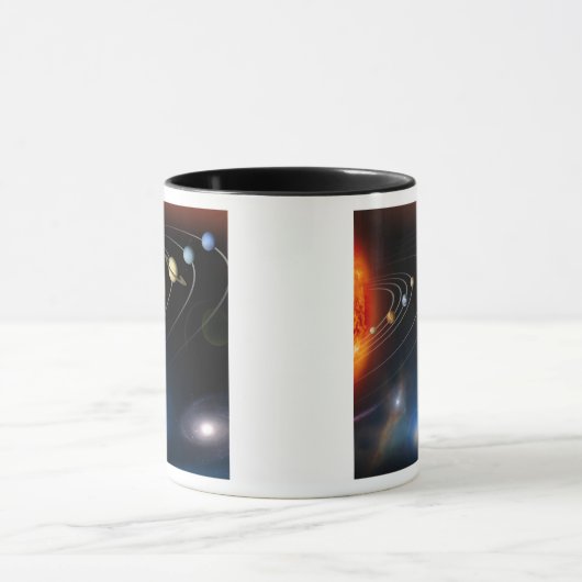 Digitaal geproduceerd afbeelding van ons zonnestel mok (Midden)