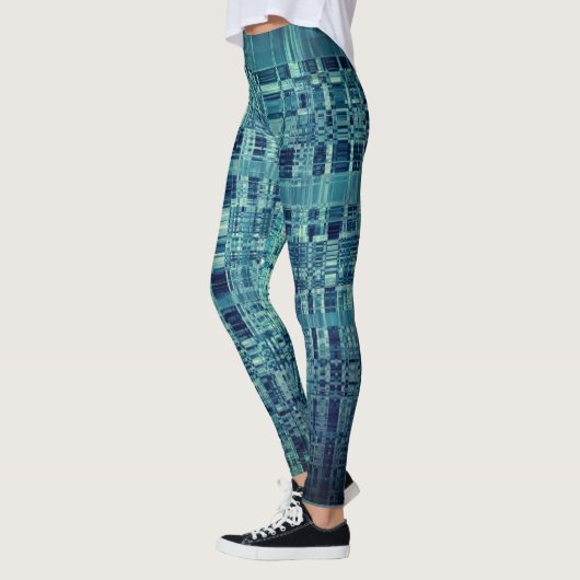 Digitaal geruit blauw Abstract Leggings (Links)