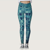 Digitaal geruit blauw Abstract Leggings (Voorkant)