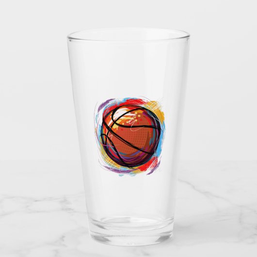 Digitaal geschilderd Basketball Design Glas (Voorkant)