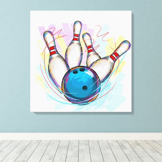 Digitaal geschilderd Bowling-ontwerp Canvas Afdruk (Insitu (Houten vloer))
