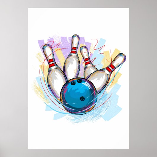 Digitaal geschilderd Bowling-ontwerp Poster (Voorkant)