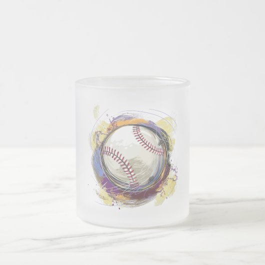 Digitaal geschilderd honkbalontwerp matglas koffiemok (Center)