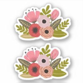 Digitaal geschilderde bloemen illustratie gesneden sticker