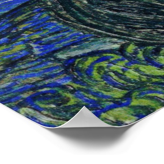 Digitaal gewijzigde Sterrennacht Van Gogh, wazig Poster (Hoek)