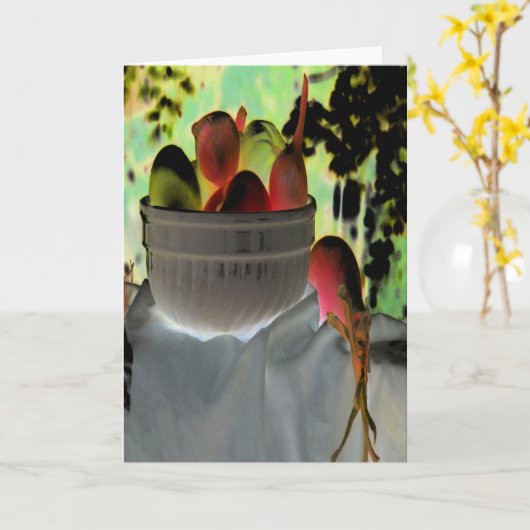 Digitaal gewijzigde "Tomaten en knoflook" Kaart (Gele Bloem)