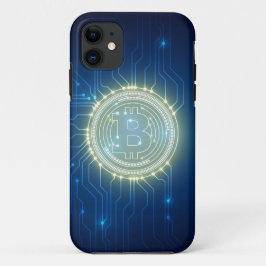 Digitaal Goud Bitcoin Cryptocurrency Blauw Case-Mate iPhone Case
