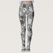 Digitaal grijs Pixelated Little Squares Leggings (Voorkant)