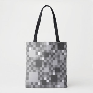 Digitaal grijs Pixelated Little Squares Tote Bag