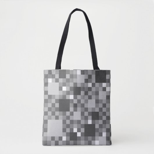 Digitaal grijs Pixelated Little Squares Tote Bag (Voorkant)