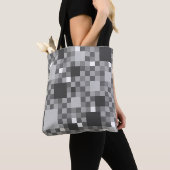 Digitaal grijs Pixelated Little Squares Tote Bag (Dichtbij)