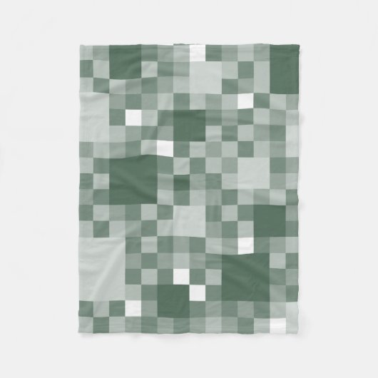 Digitaal groene, pixelated Little Squares Fleece Deken (Voorkant)