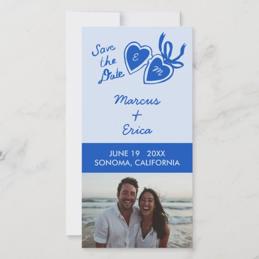 Digitaal Hartslot Aangepaste foto Opslaan van de d Save The Date (Voorkant)