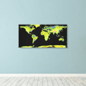 Digitaal hoogtemodel van de continenten op Ea Canvas Afdruk (Insitu (Houten vloer))