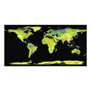 Digitaal hoogtemodel van de continenten op Ea Foto Afdruk