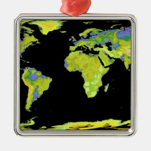 Digitaal hoogtemodel van de continenten op Ea Metalen Ornament