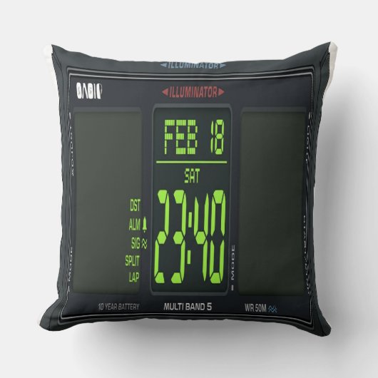 Digitaal horloge gezicht lendenkussen kussen (Voorkant)