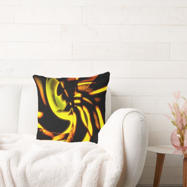 Digitaal hout met gebogen vlekken in geel tot brui kussen (Bank)