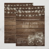 Digitaal huwelijk nodigt Mason Jars Lichten uit Kaart (Voorkant / Achterkant)